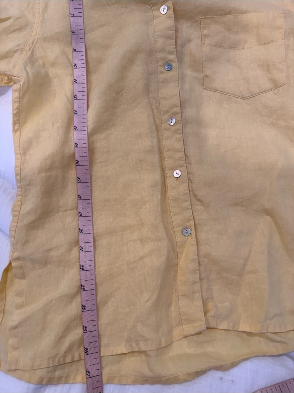 David N. Lightweight Button-Up Linen Shirt butter Yellow vintage - Picture 7 of 7